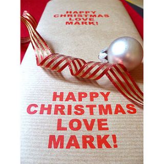 screen printed personalised wrapping paper by indigoelephant