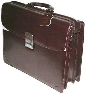 Burgundy Leather Triple Compartment Briefcase Laptop Computers & Accessories