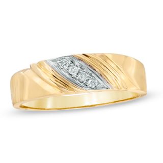 Mens Diamond Accent Grooved Wedding Band in 10K Gold   Zales