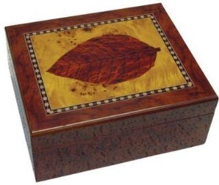 Shop 30 Cigars Walnut Wood Humidor Leaf Design F4200 at the  Home Dcor Store