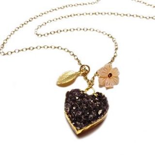 druzy stone sweet heart amethyst necklace by eve&fox