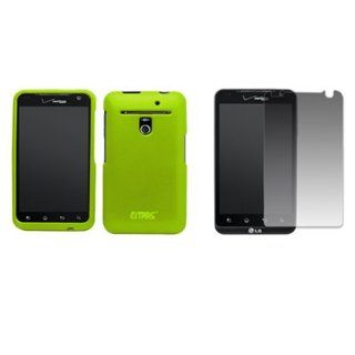 EMPIRE Neon Green Rubberized Hard Case Cover + Screen Protector for Verizon LG Revolution VS910 Cell Phones & Accessories