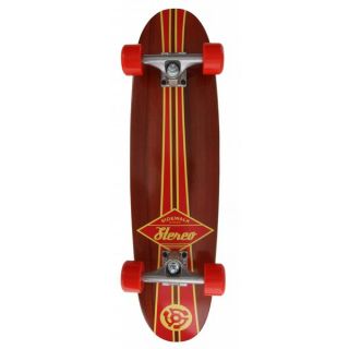 Stereo Sidewalk Surfer Longboard Skateboard Complete Red/Wood