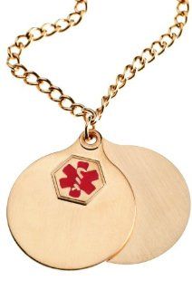 Gold ION Medical Alert ID Double Pendant Necklace Health & Personal Care