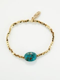 GOLD PEBBLE & TURQUOISE STRETCH BRACELET by Ettika Jewelry