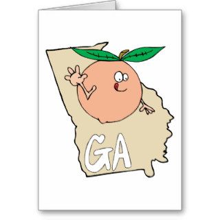 Georgia GA Map & Cartoon Peach Fruit Card