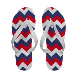 Red White and Blue Chevron Pattern Flip Flops
