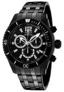 Invicta 0624  Watches,Mens Invicta II Chronograph Black Dial Black Stainless Steel, Chronograph Invicta Quartz Watches