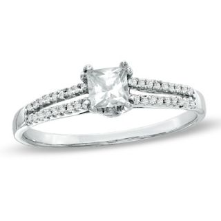 CT. T.W. Princess Cut Diamond Split Shank Engagement Ring in 10K