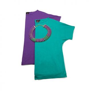 IMAN Global Chic Glam to the Max 2 Tees & Jeweled Necklace Set