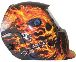 Amzdeal Solar Powered Auto Darkening Welding Helmet Skull Flame    