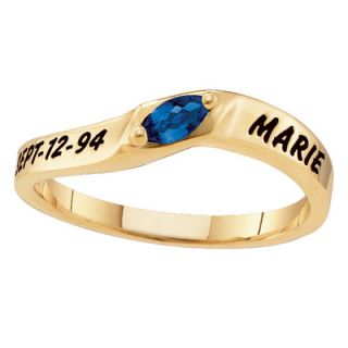 Personalized Simulated Birthstone Ring in 10K White or Yellow Gold (1