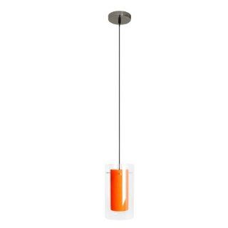 Efficient Lighting EL 506 113 ORG Contemporary 1 Light Pendant Fixture with Clear Outer Glass and Orange Inner Glass   Ceiling Pendant Fixtures