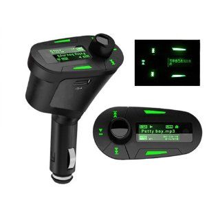 USB Car Kit  SD Card Player with Audio FM Transmitter Remote Control Green LCD Display 