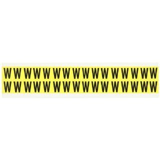 Brady 3420 W 3/4" Height, 9/16" Width, B 498 Repositionable Vinyl Cloth, Black On Yellow Color 34 Series Indoor Letter Label, Legend "W" (32 Labels Per Card) Industrial Warning Signs
