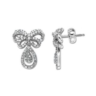 CT. T.W. Diamond Bow Drop Earrings in 10K White Gold   Zales