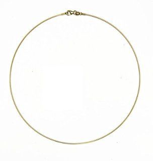 14k Yellow Gold 1mm Round Omega Necklace   16 Inch   JewelryWeb Chain Necklaces Jewelry
