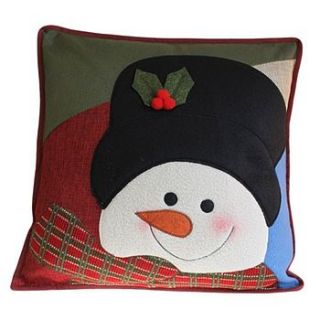 snowman's face christmas cushion by sleepyheads
