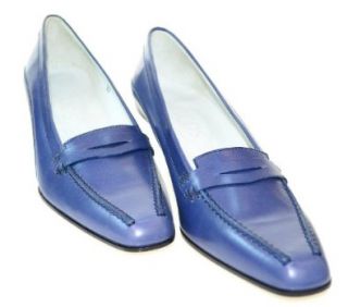 TOD'S Women's Mocassino Pelle Donna Heels Blue Sz 37 LEC501 Pumps Shoes Shoes