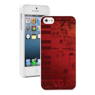 Apple iPhone 4 4S 4G White 4W509 Hard Back Case Cover Color Red Abstract Piano Keys Music Notes Cell Phones & Accessories