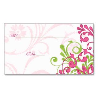 Pink Green Floral Wedding Place or Escort Cards Business Card Template