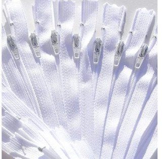 SALE 9" Zipper YKK Color 501 White #3 Skirt & Dress (25 Zippers / Pack)