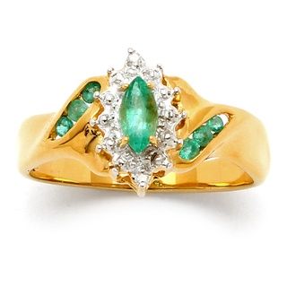 Angelina D'Andrea Emerald and Diamond Accent Ring in 18k Gold over Sterling Silver Palm Beach Jewelry Gemstone Rings