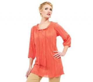 Joan Rivers Pleated Tunic with Rope Tie Detail —