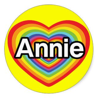 I love Annie, rainbow heart Round Stickers