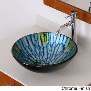 ELITE Tempered Glass Vessel Hand painting Technology Faucet/ Sink Elite Bathroom Sinks