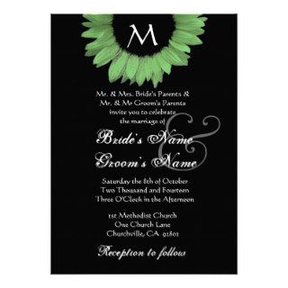 Green Black and White Sunflower Wedding Invitation