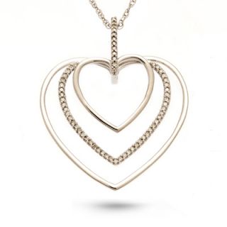 CT. T.W. Diamond Triple Heart Pendant in Sterling Silver