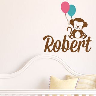 personalised child's monkey wall sticker by sirface graphics