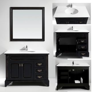 Artificial Stone Top Single Sink Bathroom Vanity with Matching Mirror Bathroom Vanities