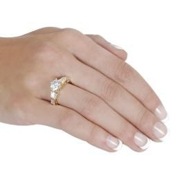 Journee Collection Goldtone Round cut CZ Bridal Ring Journee Collection Cubic Zirconia Rings