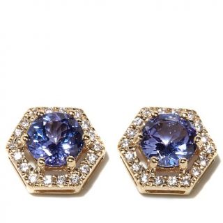 Victoria Wieck 1.85ct Tanzanite and White Zircon 14K Stud Earrings