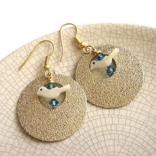 lottie gold and swarovski love bird earrings by jo and jack jewellery