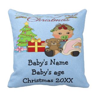 Baby Girl's 1st Christmas Throw Pillow