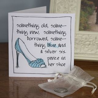 '…a silver sixpence in her shoe' card by spotted duck designs