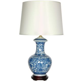 Blue and White Porcelain Round Vase Lamp (China) Table Lamps
