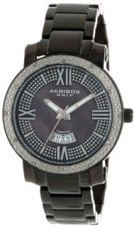 Akribos XXIV Women's AK507BK Diamond Accented Swiss Quartz Black Stainless Steel Bracelet Watch at  Women's Watch store.