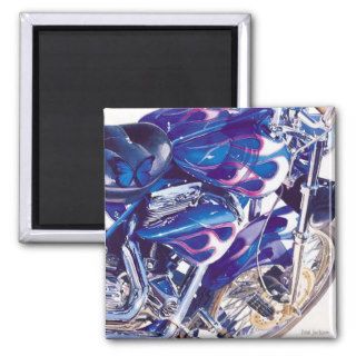 "Blue Steel" Motorcycle Watercolor Fridge Magnet