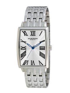 Mens Rectangular Stainless Steel & White Watch by Akribos XXIV