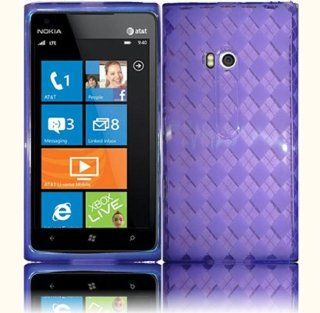 VMG Nokia Lumia 900 AT&T Design TPU Case 2 Item Combo   PURPLE Diamond Pattern Premium 1 Pc Slim Tight Fit Rubber Gel Case Cover + LCD Clear Screen Protector for Nokia Lumia 900 AT&T Cell Phone [by VANMOBILEGEAR] *** For AT&T Lumia Cell Phone M