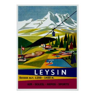 Leysin Switzerland ~ Vintage Swiss Alps Travel Poster