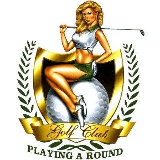 Michael Landefeld   Pin up Girl Playing A Round Golf Club   Sticker / Decal Automotive