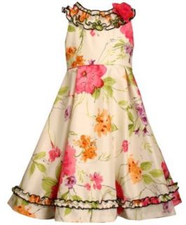 Bonnie Jean Girls 7 16 Sleeveless Floral Print Shantung Dress,Floral,7 Clothing