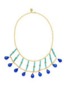 Turquoise & Agate Bib Necklace by Wendy Mink