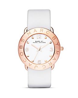 MARC BY MARC JACOBS Amy Rose Gold & White Leather Strap Watch, 36mm's