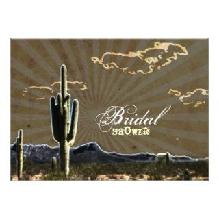 Rustic country Texas cactus western bridal shower Personalized Invites